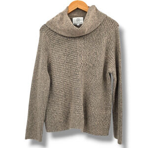 Sloane Rouge Women's Ribbed Brushed Fuzzy‎ Knit Cowl Neck Sweater Brown Size XL